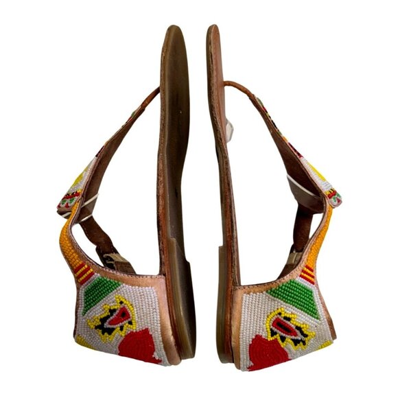 Matisse Navajo Beaded Leather Sandals Colorful Tribal Boho Womens Size 8 - Picture 5 of 9